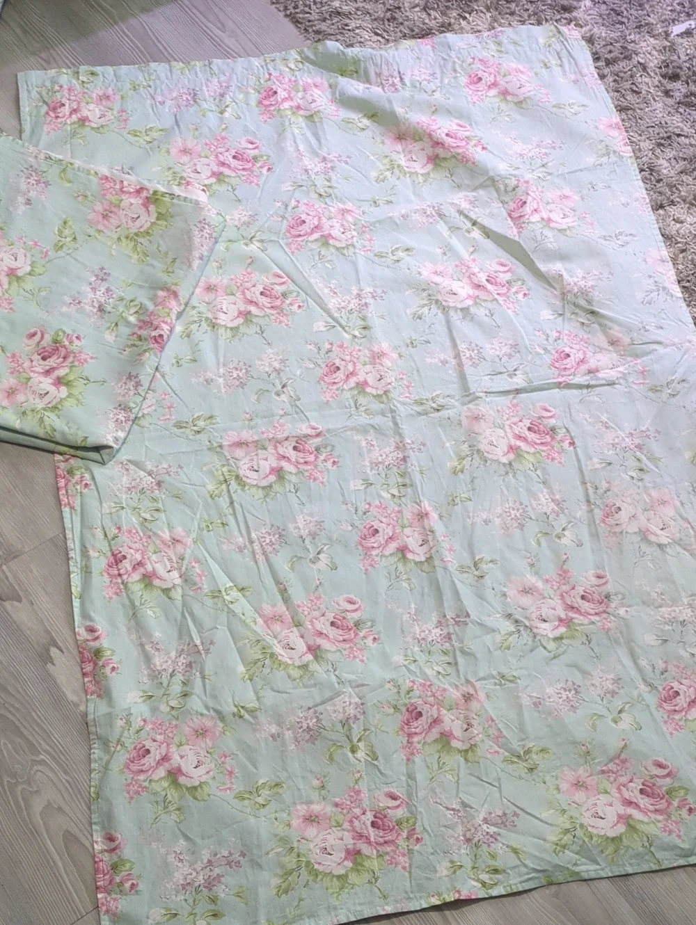 Unbranded Set of 2 Shabby Chic Floral Curtain Panels 41x62 Cottagecore Pink Rose